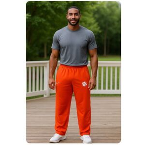 Nike Therma Fit Clemson Tigers Athletic Pants Orange Sweats Pockets Mens Size 2X